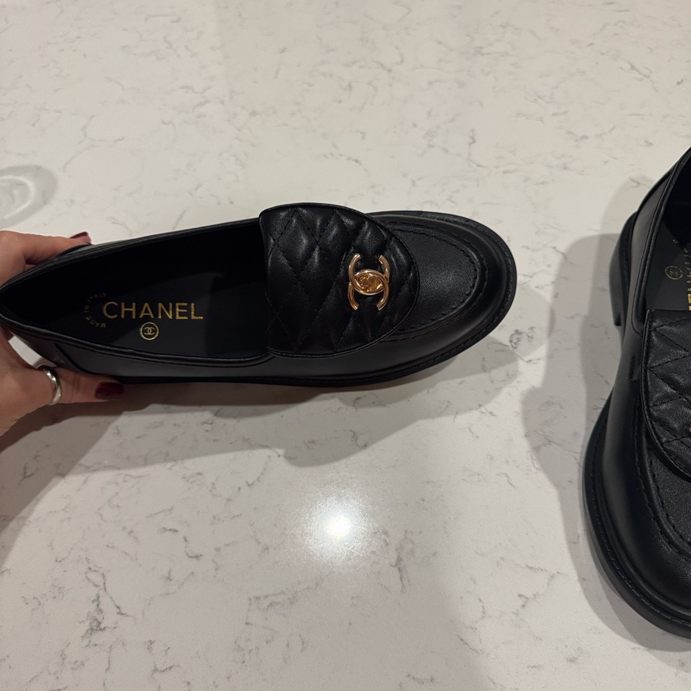 Chanel Black Quilted Loafers size 9 - Picture 3 of 6